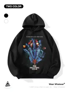 Stranger Things Hellfire Club Graphic Hoodie, Casual Loose Fitting Sweatshirt, Breathable for Outings or Home Wear