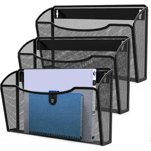 Wall File Organizer, Wall Mounted File Folder Binder Holder Mail Organizer for Office, and School Supplies