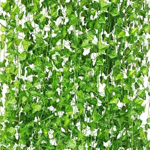 24 Pack 168Ft Artificial Ivy Fake Vines,Ivy Garland Greenery Garland Artificial Faux Greenery Fake Hanging Plants Vines Aesthetic Green Leaves for Bedroom Wedding Party Garden Wall Room Decor