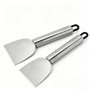 2-Piece Stainless Steel Cleaning Scraper Set - Multi-Purpose Stove Scraper, suitable for oven, cookware and stovetop cleaning, for kitchen grease and grime, removes burnt food, grease, and stickers, heavy-duty grease remover for stovetops and ovens.