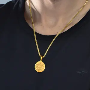 U7 Solomon Pentacle Medal Pendant Necklace for Men Women Protection Amulet Jewelry