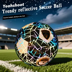 2026 New Holographic Reflective Soccer Ball -Size 5 Professional Luminous, Durable PU, Glow-in-Dark, w/Pump & Bag, Great Gift