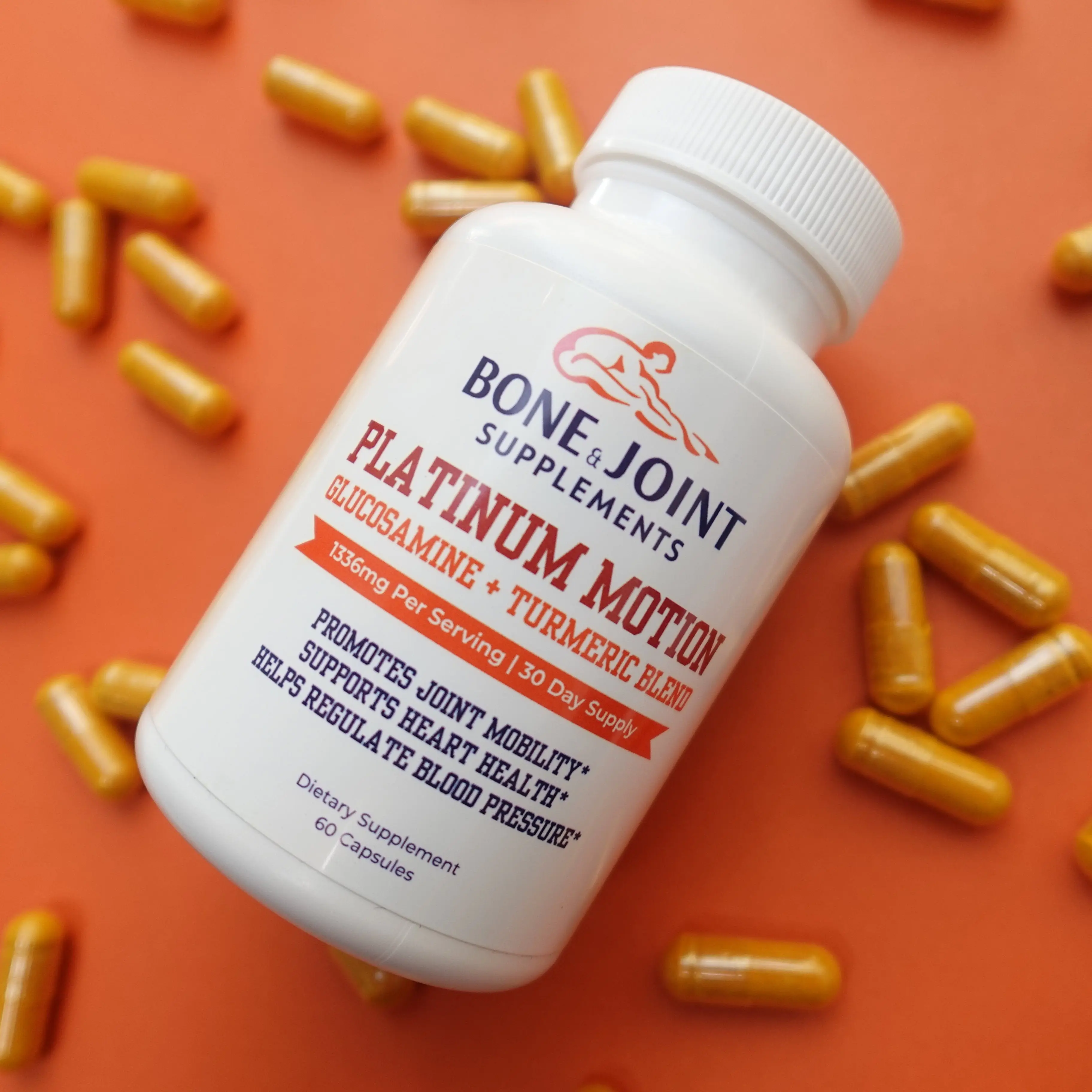 Platinum Motion | Turmeric Blend with Glucosamine & Chondroitin, Ginger & BioPerine® – 60 Capsules