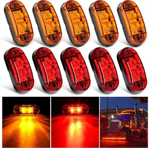 2.5Inch Oval Side Marker Light 10PCS 2 Diode LED Trailer Fender Light Clearance Light Waterproof Surface Mounted for 10-30V Truck Camper Boat Lorry welcome lights dealsforyoudays