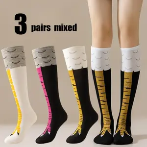 3 Pairs of Tiktok New Online Red Socks Children's Fun Chicken Feet Autumn and Winter Fun Thin Leg Long Tube Socks Calf Socks Knee Socks Calf Socks Fitness Socks Outdoor Socks Suitable for Friends and Girlfriends