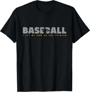 Pitcher Baseball Apparel Funny Baseball Graphic Print Shortsleeve Cotton T-Shirt