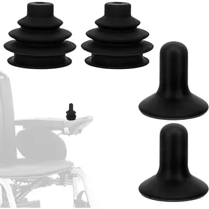 2 Sets Controller Knob and Gaiter for Electric Wheelchair, Universal Silicone Wheelchair Joystick Cover for Mobility Scooters, Joystick Button Cover Electric Wheelchairs Accessories(Black