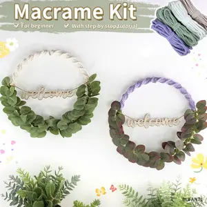 1 Set Bohemian Leaf Wreath DIY Macrame Kit, Easy-To-Weave Welcome Sign Set, Newbie Friendly, Moving Opening Creative Gift, Polyester Fiber Material