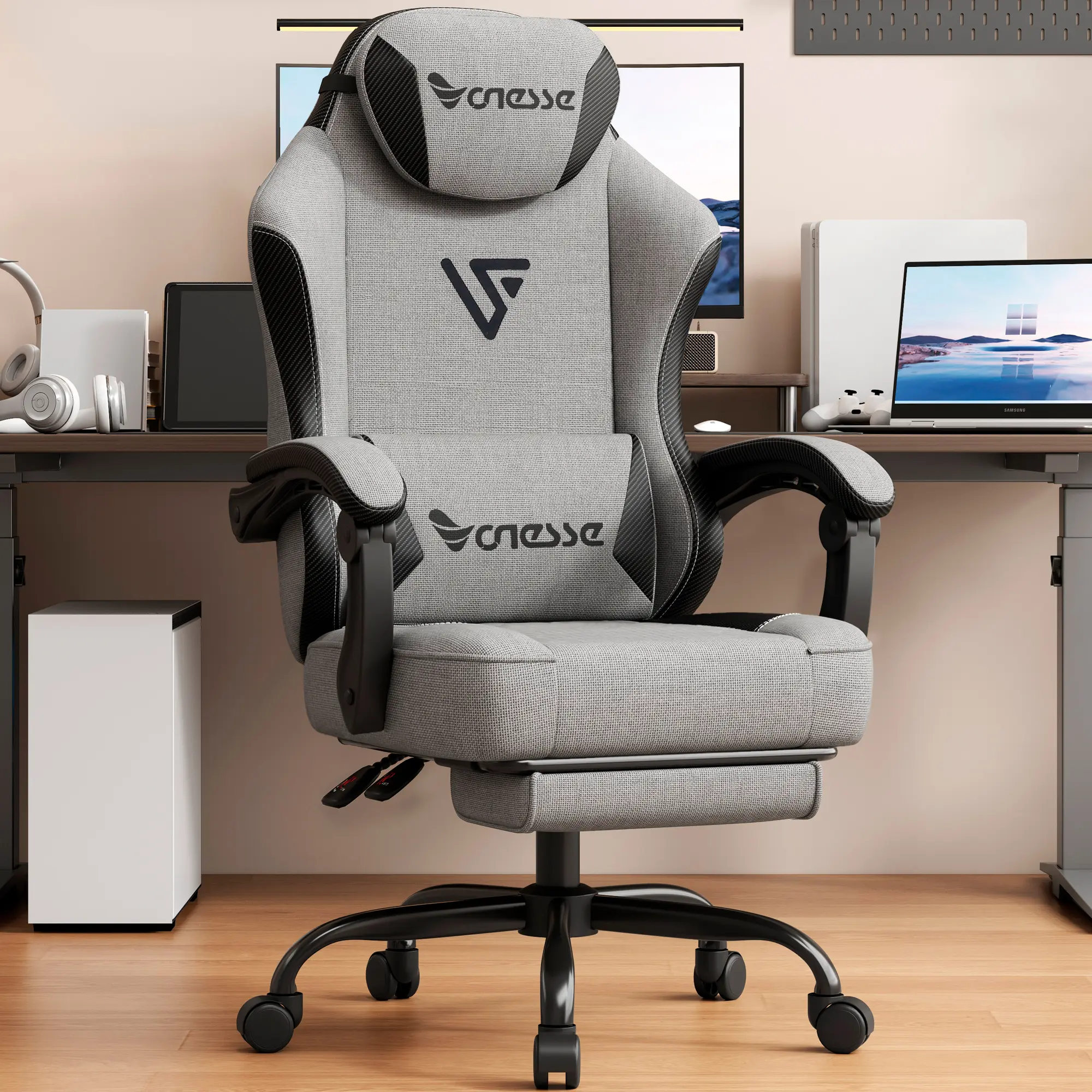 VONESSE  Gaming Chair 300 lb High Back Ergonomic Chair with Foot Pedal and  Function, Model V3008A Video Game Chair Gaming Computer Chair