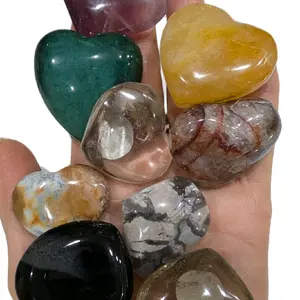 40 mm Hearts and Various Minerals One Piece Assorted Colors and Gemstones for Healing and Decor