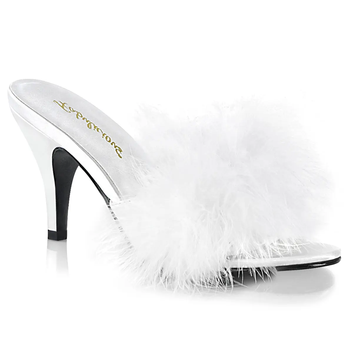 Women's Classic Marabou Feather Slippers, Stylish 3-Inch Stiletto Heeled Slides for Weddings & Proms, Footwear