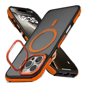 Shockproof Camera Stand Magnetic Case Compatible With MagSafe Heavy Duty Bumper Translucent Clear Cover For iPhone 17 Air 16 15 14 Plus 13 12 Pro Max