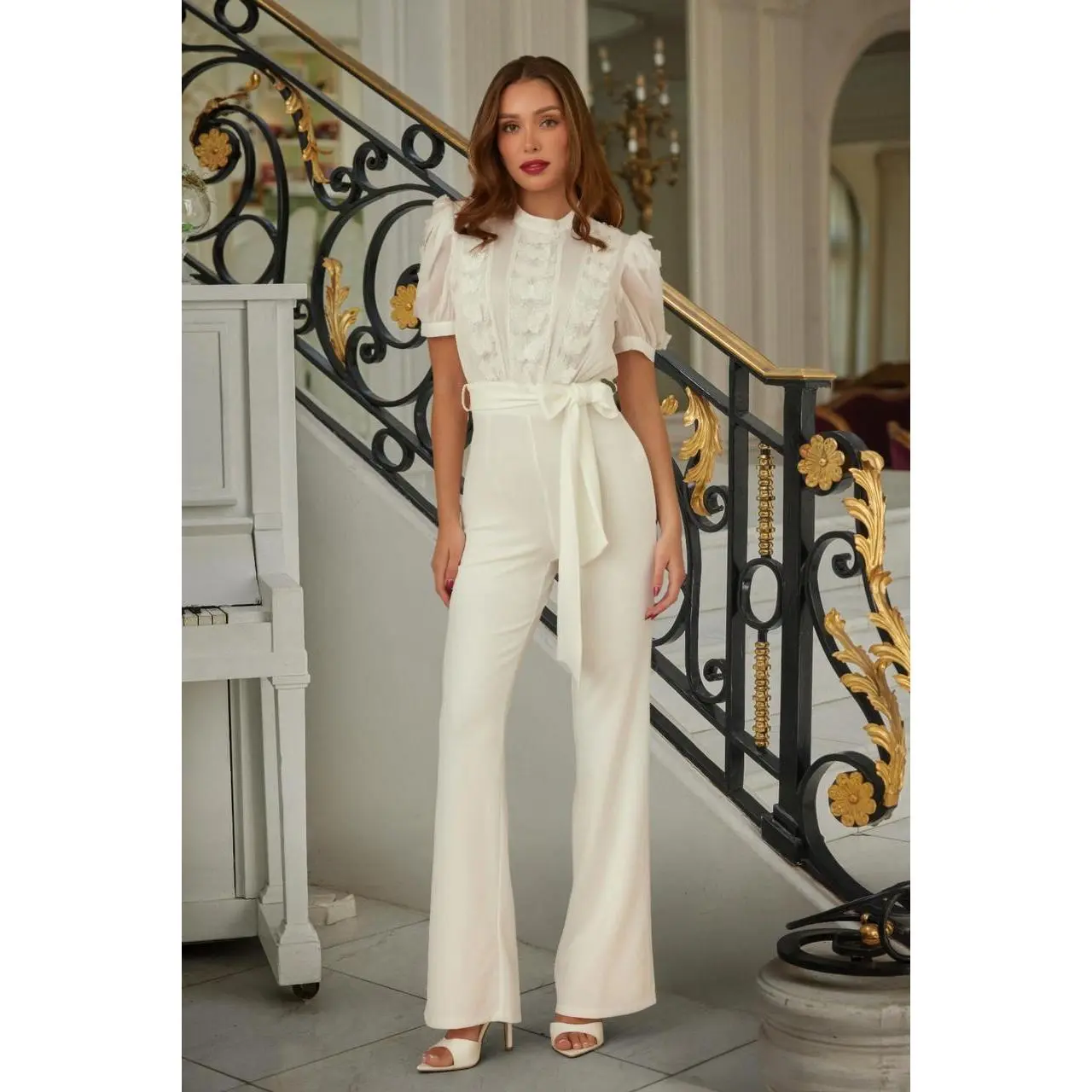 Multi Butterfly Sheer Pattern Jumpsuit-51915