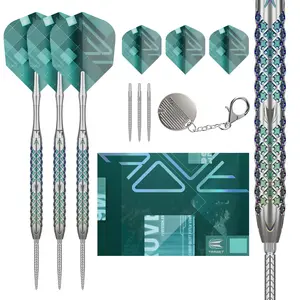 TARGET Darts Rove Steel Tip Swiss Point Darts, 90% Tungsten Dart Set | Steel Tip Dart, Green & Silver Darts, Professional Dart Set with Swiss Points & Tool | Barrel 01/02/03 –22G/23G/24G/25G