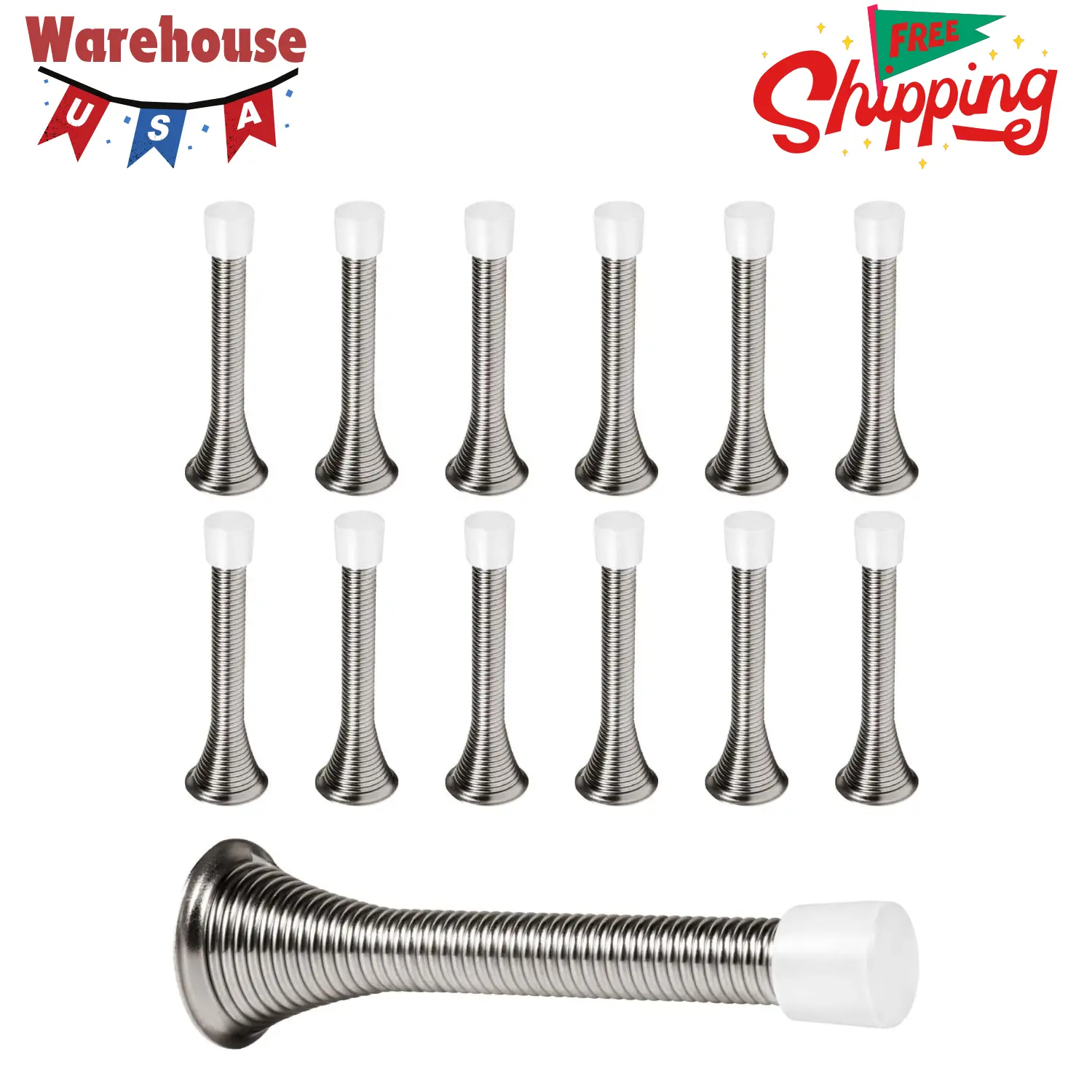12 Pack Spring Door Stops 3 1/4 Inch Flexible Heavy