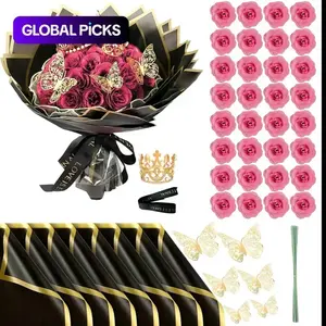 DIY Glitter Roses: Artificial Bouquet of Shiny Fake Flower Bouquet