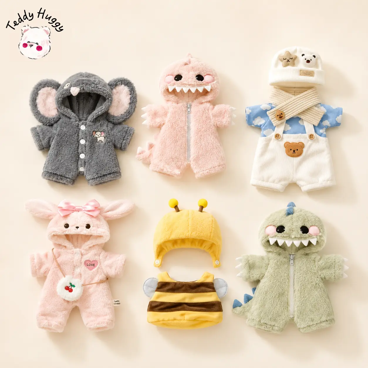 TEDDY HUGGY Doll Clothes Collection - Cloth Only - for 12-in Plush Bear Dolls, Easy-to-Use Accessory, Ideal Gift for Teddy Bear Enthusiasts Stuffed Animal