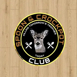 Spoon & Crockpot Club Sticker – Funny Deer Hunting Sticker for Outdoorsmen, Hunters, Rustic Cabin Decal, Hunting Day Gift