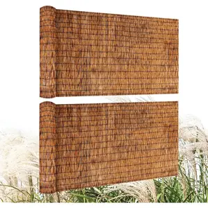 Reed Fencing Rolls,2PACK 4.6FT X 16.4FT Reed Screen Curtain Fence Covering  for Outdoor Backyard Patio(Brown)