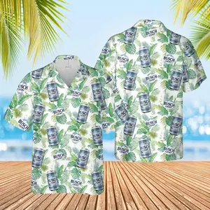 Busch Light Tropical Hawaiian Shirt, Tropical Beer Aloha Button-Up Shirt, Funny Busch Light Beer Summer Beach Party, Gift for Beer Lovers