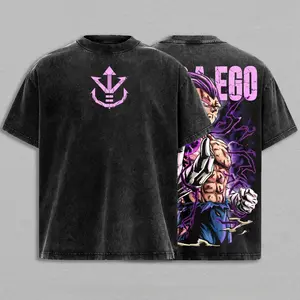 Ultra Ego Saiyan Prince Anime Shirt Purple Power Awakening Vintage Washed Oversized Anime Streetwear Graphic Tee sky tops joke 67 shirt silverfish clothes 60B