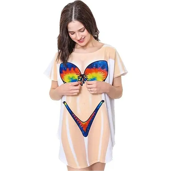 LA Imprints Fantasy Coverup Tie-Dye Bikini Body Coverup T-Shirt