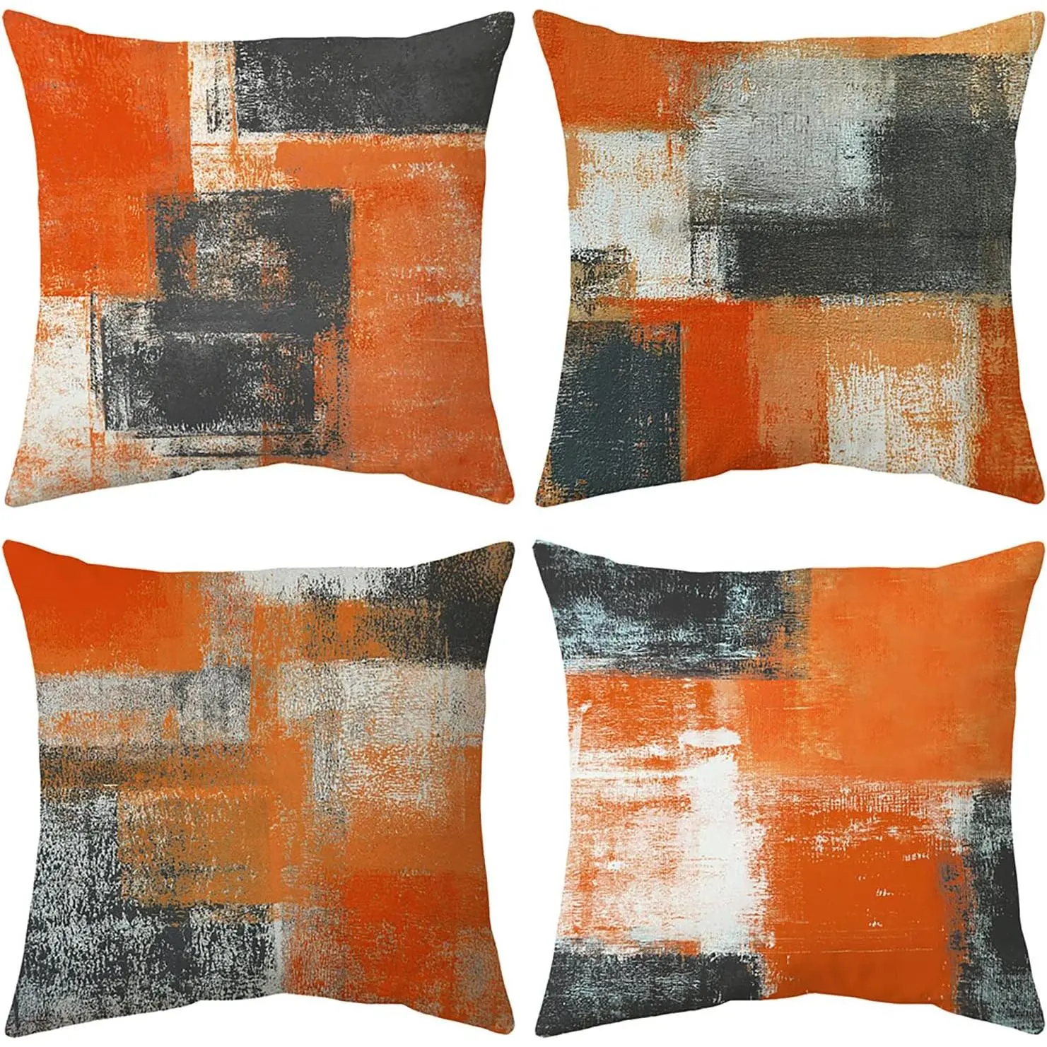 Decorative Throw Pillow Covers Burnt Orange Cushion Cover Taupe Abstract Art Painting 4 count Pillowcase 18x18 Inch for Sofa Couch Bedroom Living Room Outdoor Home Decor