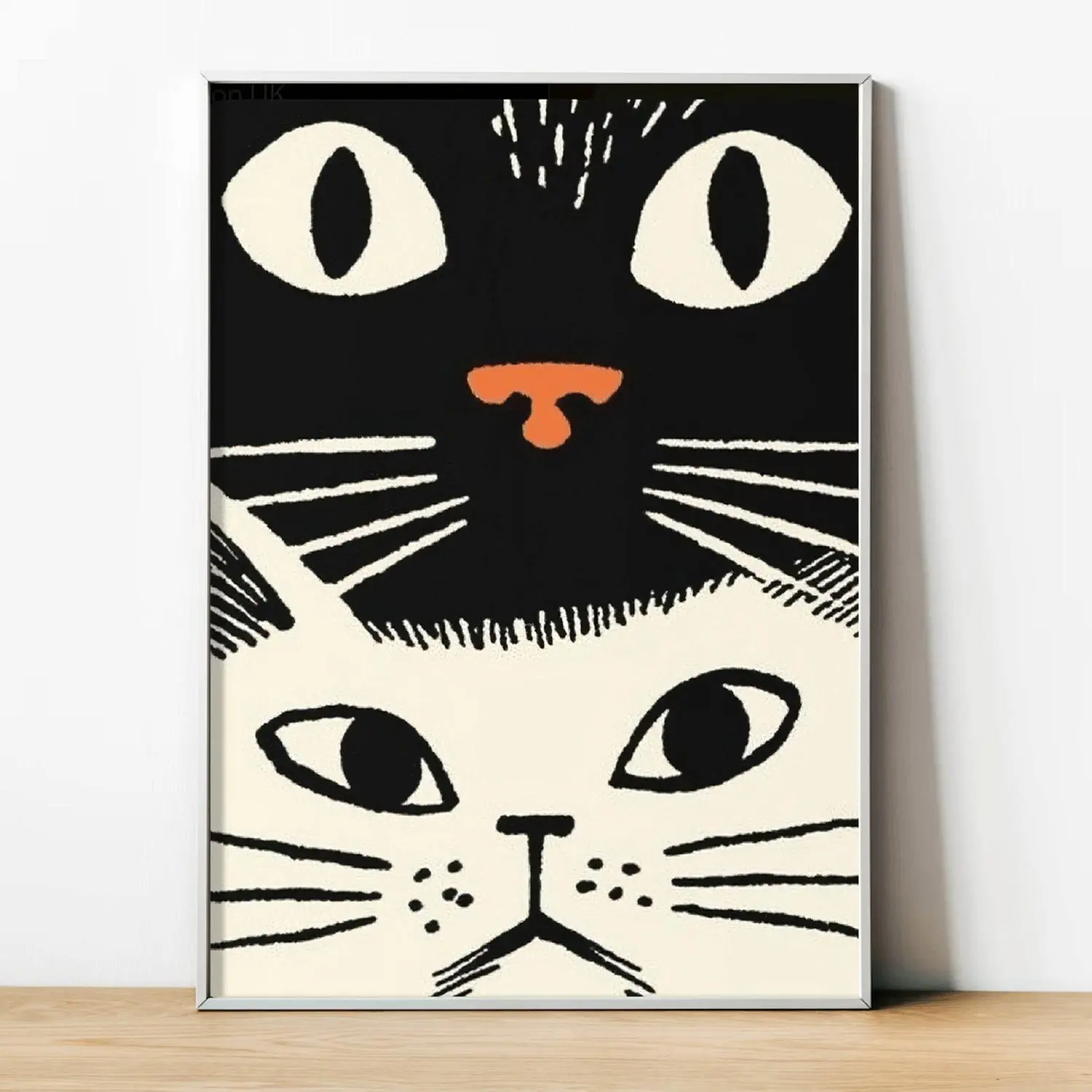 2D Flat, 1pc, Frameless, Decorative Canvas Art - Line Drawing Style Double Cat Cute Wall Decoration, Suitable for Living Room, Bedroom, Pet Space, Healing Home Furnishings, Indoor Use, Fabric Wall Art