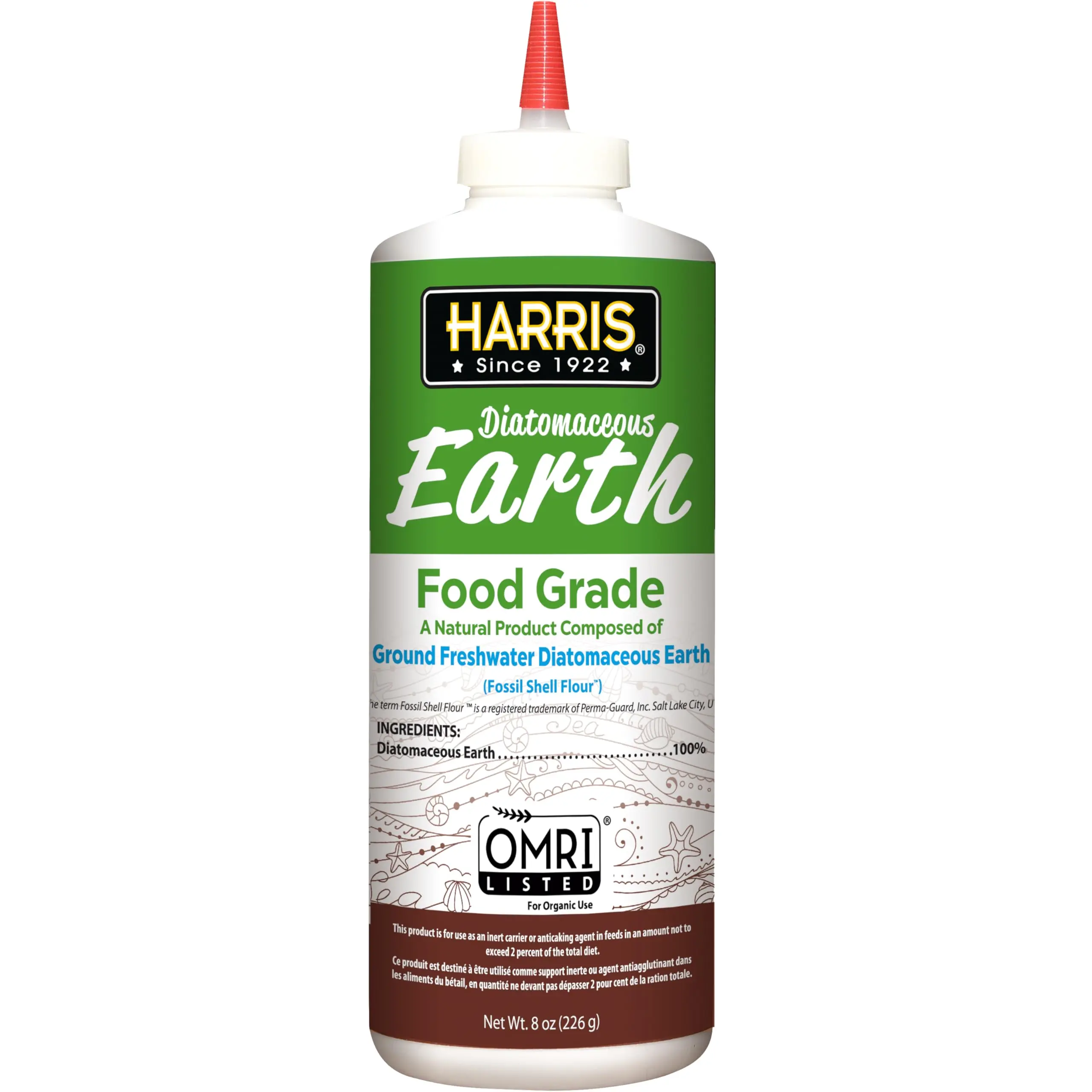 Diatomaceous Earth Food Grade, Half Pound with Easy Application Puffer Tip