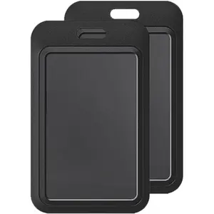 2PCS/Lot Sliding ID Badge Holder, Black Plastic Card Case Protector for ID, Credit Cards, Passes (Black, 2 Pack) : Office Products