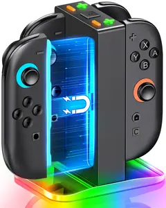 ESYWEN Fast Charging Dock for Nintendo Switch 2 Joy Con Magnetic Charger 2-Hour Powerhouse USB-C Input Silent Night Mode Compact Design Smart Indicator Overcharge Protection Plug-and-Play