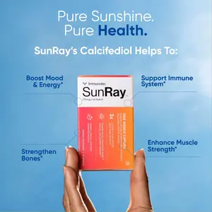 Immunotec SunRay - Fast Acting Calcifediol Vitamin D 75mcg Once Weekly Capsule for Mood Bone Immune & Muscle Support Healthcare Supplement Natural Wellness Boost Healthy Dietary Edible