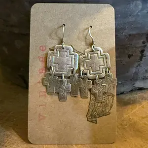 Vintage Native American Sterling Silver Cross Earrings