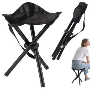 Portable Folding Camping Stool,Travel Outdoor Tripod Seat,Black Folding Camping Chairs for Camping Party Picnic Beach Garden Lawn Walking Hiking