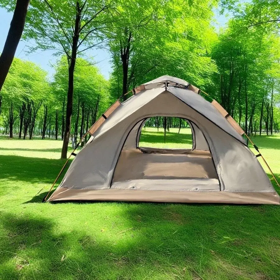 Extra-Large Tent With Mesh Screen, 3-Person (White), Lightweight Family Tent|Quick Setup For Park Picnics