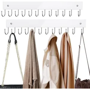 Wall Mounted Belt Hanger, Wooden Coat Rack Belt Organizer 2 Pack with Max 24 Storage Capacity, 180° Rotating Space Saving Hangers For Ties,Tank Tops,Scarves,Keys,Bags Black