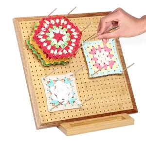 Bamboo Crochet Blocking Board Set, Including 1 Count Crochet Blocking Board & Stainless Steel Pins, DIY Handmade Knitting Tool, Crochet Set Kit