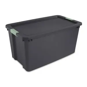 Sterilite 45 Gal Wheeled Latch Tote, Stackable Plastic Storage Bin, Gray, 8 Pack