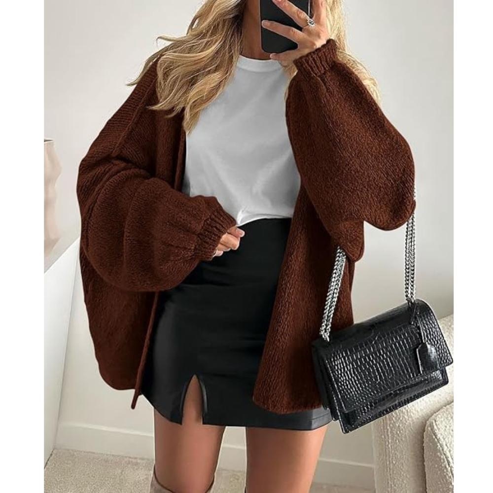 PRETTYGARDEN Womens Oversized Cardigan Sweaters Fall Long Lantern Sleeve Knit Open Front Lightweight