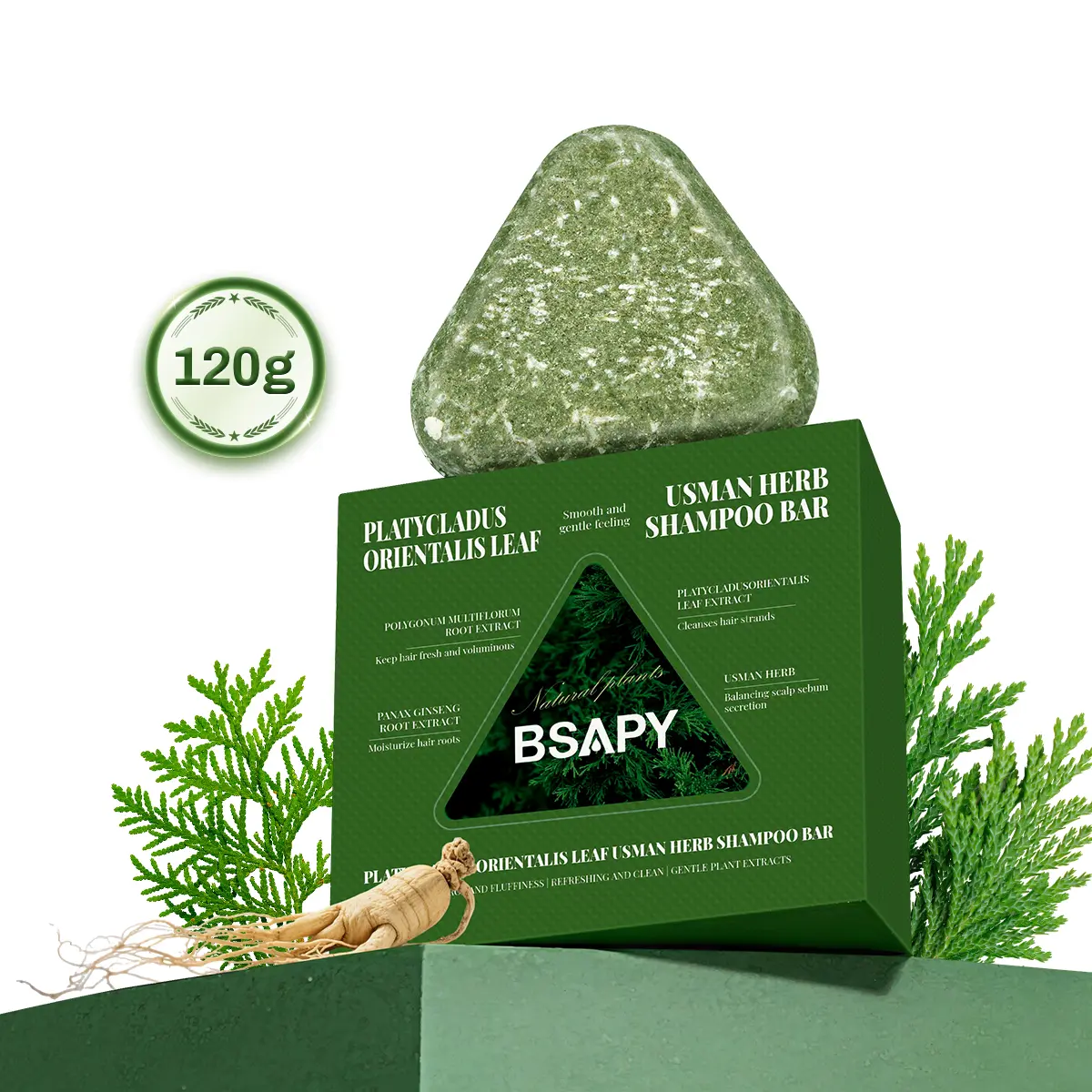 BSAPY Anti Hair Loss Shampoo Bar 120g - DHT Blocker with Polygonum Ginseng & Tea Tree for Thinning Hair Sulfate-Free Herbal Hair Growth Conditioner