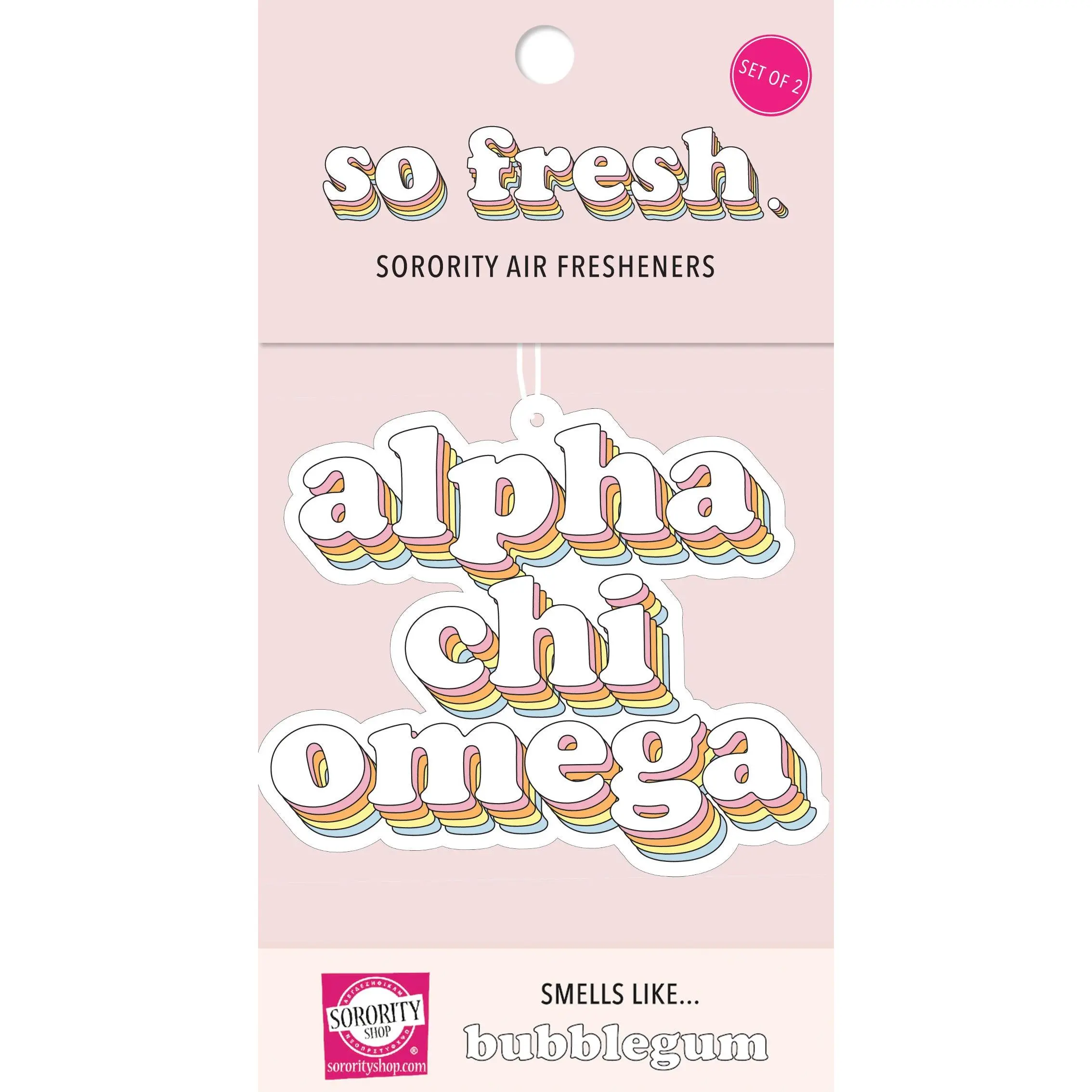 Alpha Chi Omega - Retro Air Freshener - Bubblegum Scented