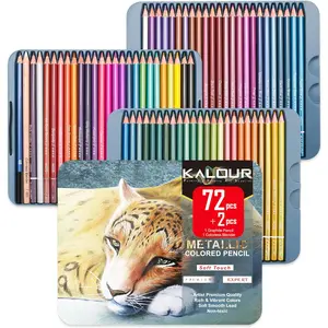 72 count Metallic Colored Pencils, Soft Core with Vibrant Color,Ideal for Drawing, Blending, Sketching, Shading, Coloring for Adults Artists Beginners
