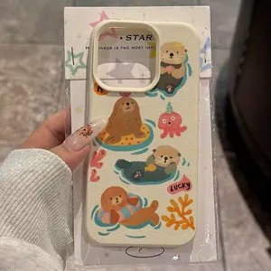 Cute Sea Otter Playful Design Suitable for Iphone 16 Pro Max Phone Case, Compatible with for iphone 15 Pro Max/14/16 Plus/15/13 Pro/12/11, Simple TPU, Drop-Resistant, Stylish Protective Cover with High Aesthetic
