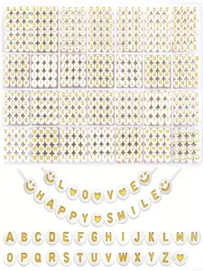 1400pcs Round Letter Beads Making Kit, A-Z Alphabet Beads Set for Bracelet Necklace DIY Crafts, Handmade Jewelry Supplies