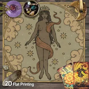 Zodiac Virgo Goddess Tarot Cloth Celestial Stars and Snake Design Altar Tablecloth for Witchcraft Crystal Healing Astrology Oracle Cards Party Supplies Tarot Mat [Party Games & Activities]