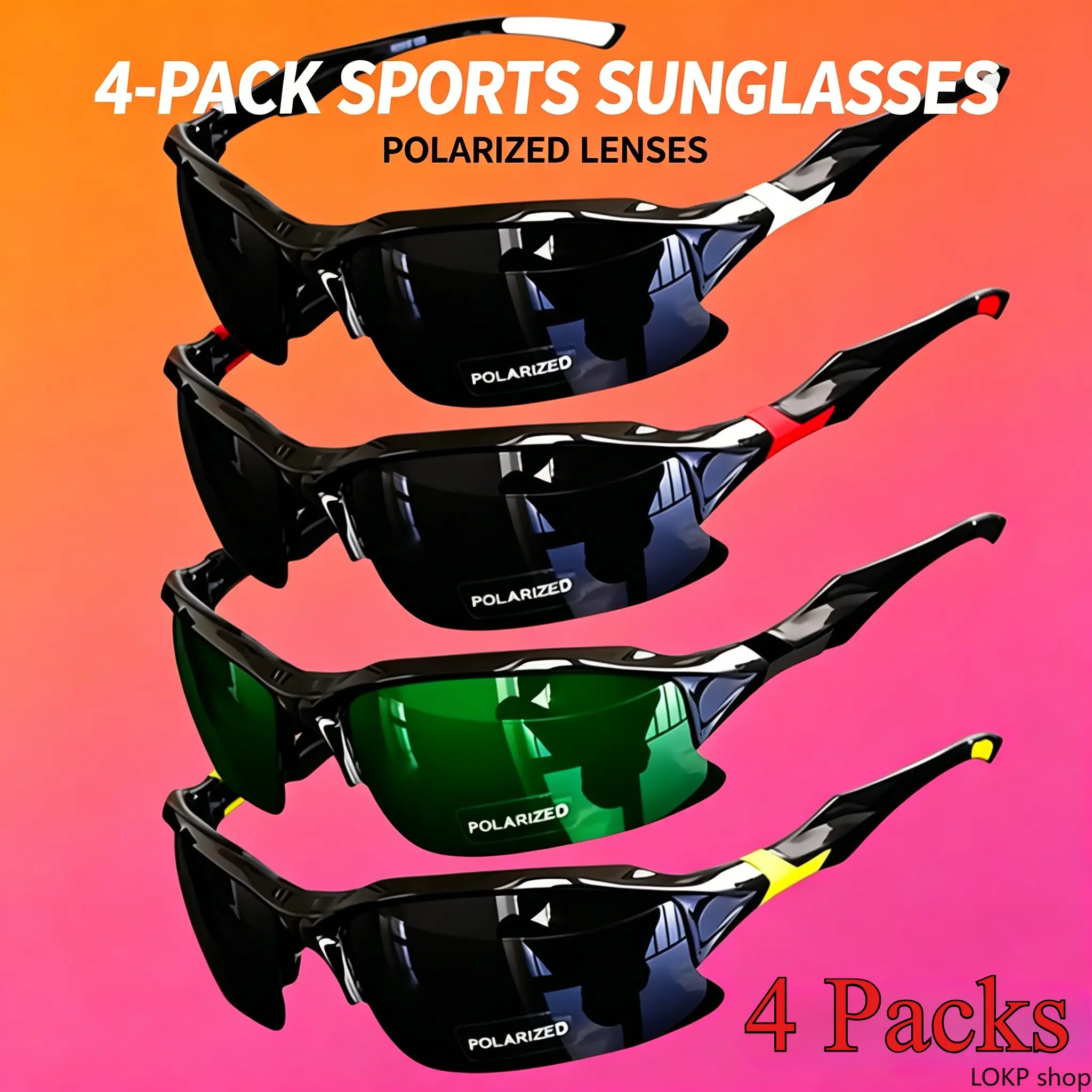 4 Pack Polarized Sports Sunglasses For Unisex, Windproof Outdoor Eyewear Suitable For Baseball, Running, Fishing, Golf And Driving, Lightweight Comfortable Sports Goggles With Clear Vision And Eye Protection For Daily Outdoor Activities