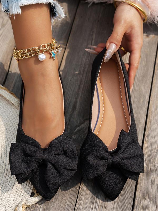 Women's Fashionable Bowknot Design Slip on Flats, Casual Comfortable Pointed Toe Flat Shoes for Daily Wear, All-match Commuter Shoes for Women & Girls, Running