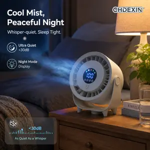 CHDEXIN | Smart Desk Misting Fan with Digital Display, Ultra Quiet Portable Air Circulator for Bedroom, 2-in-1 Cool Mist Humidifier Fan for Office, Night Mode Whisper Fan for Sleeping (1 Pack)