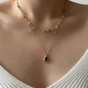 Natural stone beads blue tone necklace