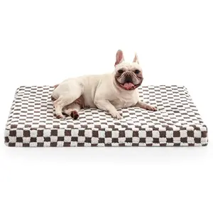 Bed for Medium Dogs, Large   Bed with Removable Washable Cover, Cute Modern Plush & Memory Egg Crate   Bed, 30 x 20 inch, Cofffee